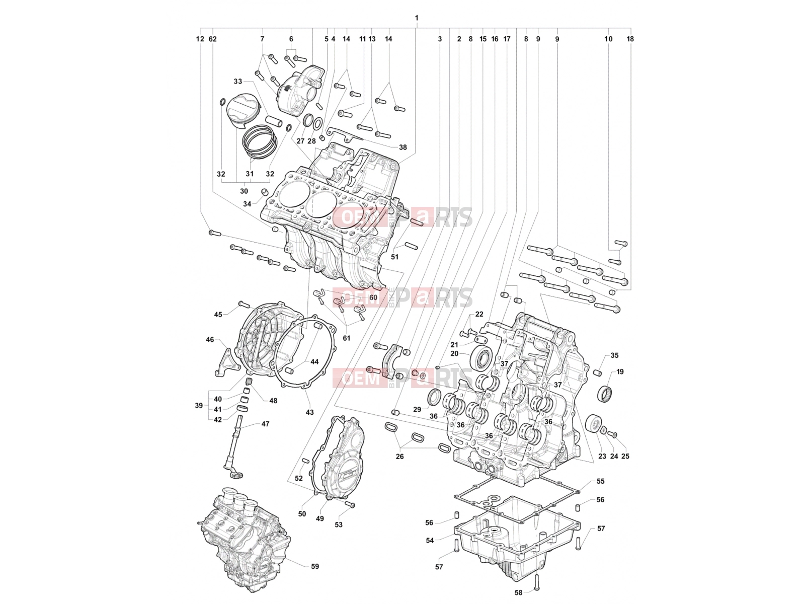 MV Agusta Dragster 800 Crankcase Assembly