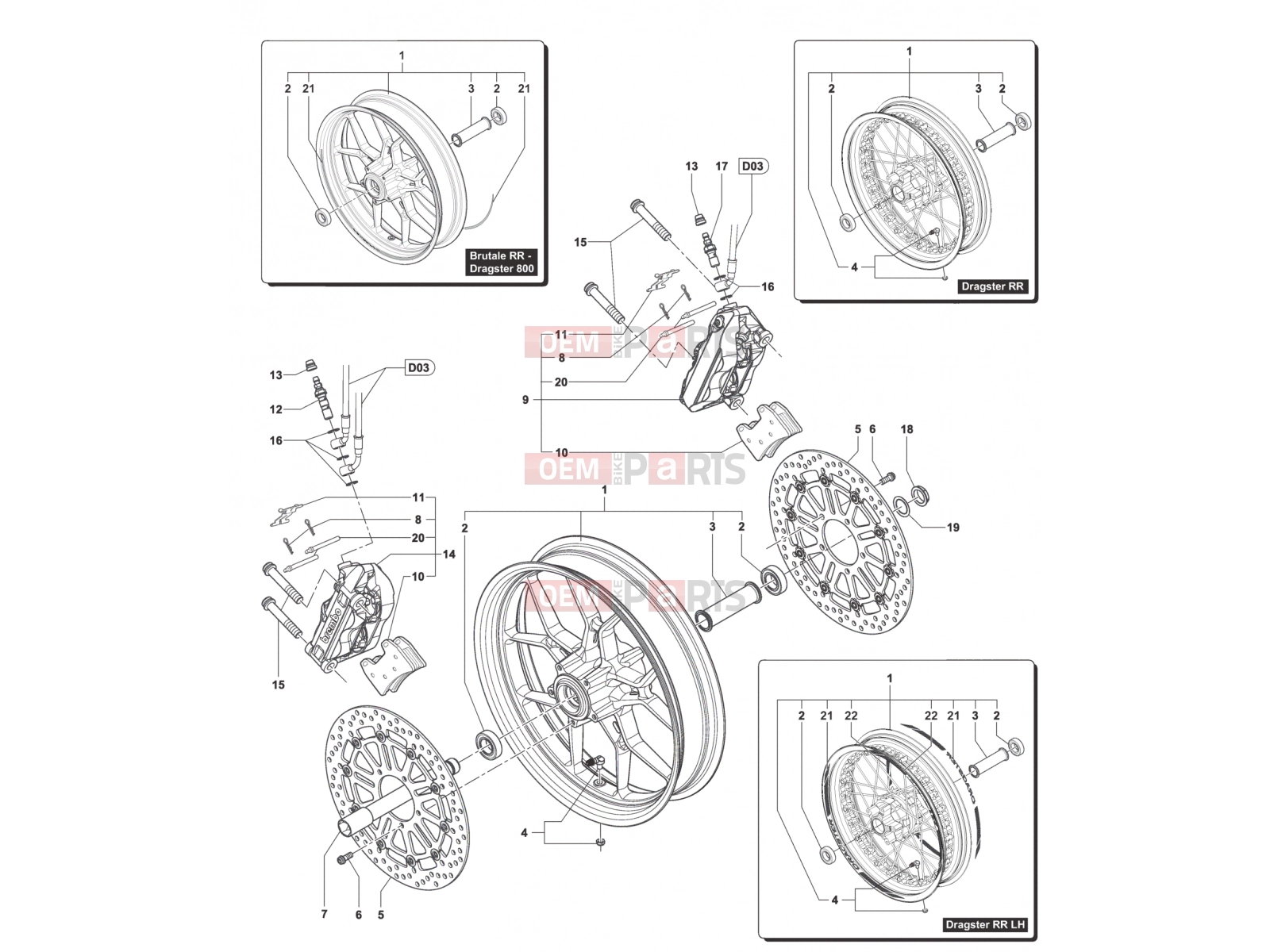 MV Agusta Dragster 800 RR Front Wheel Assembly