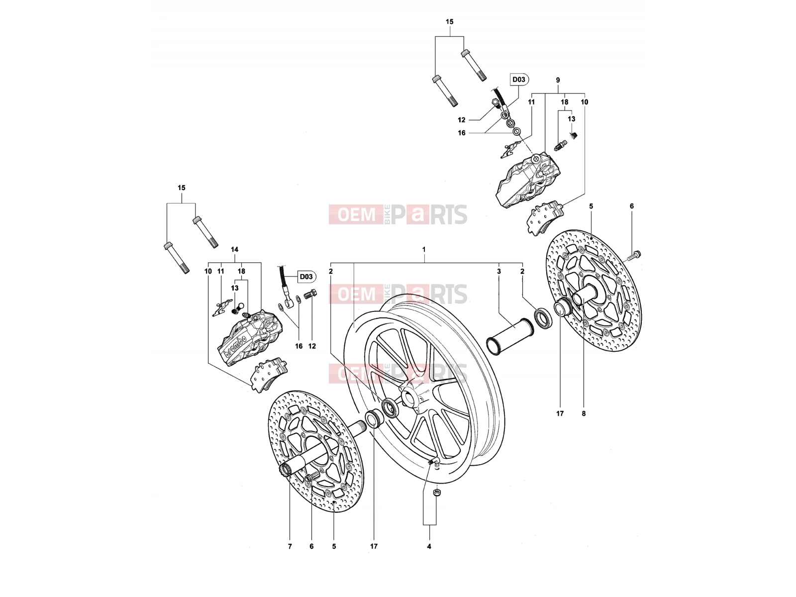 MV Agusta Brutale 1078 RR Front Wheel Assembly