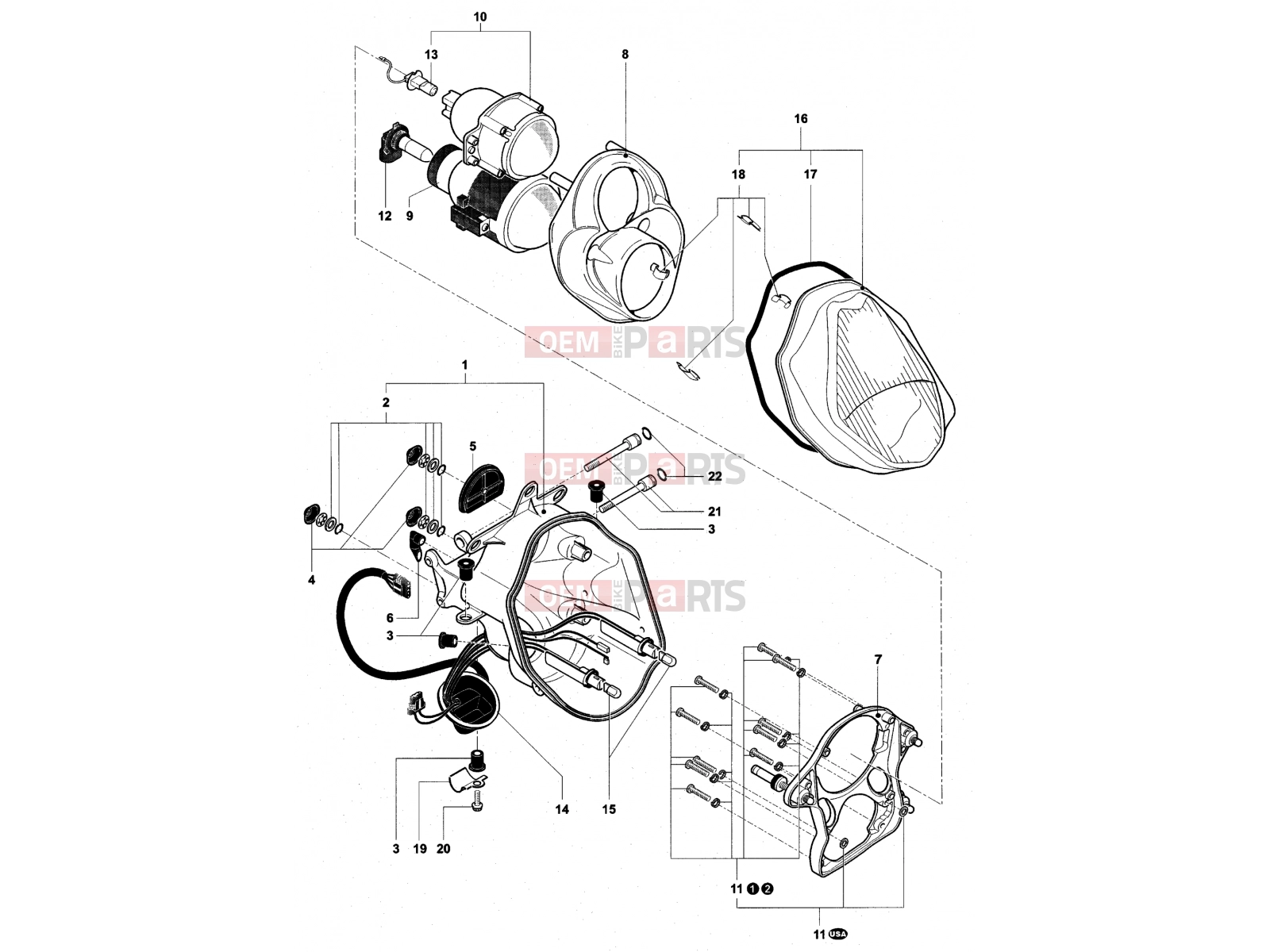 MV Agusta 2004 F4 AGO Headlight Components