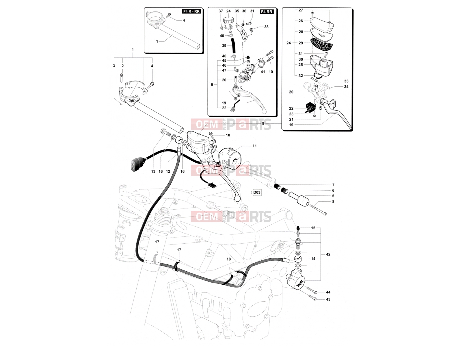 MV Agusta 2012 F4 RR Handlebar Assembly Left