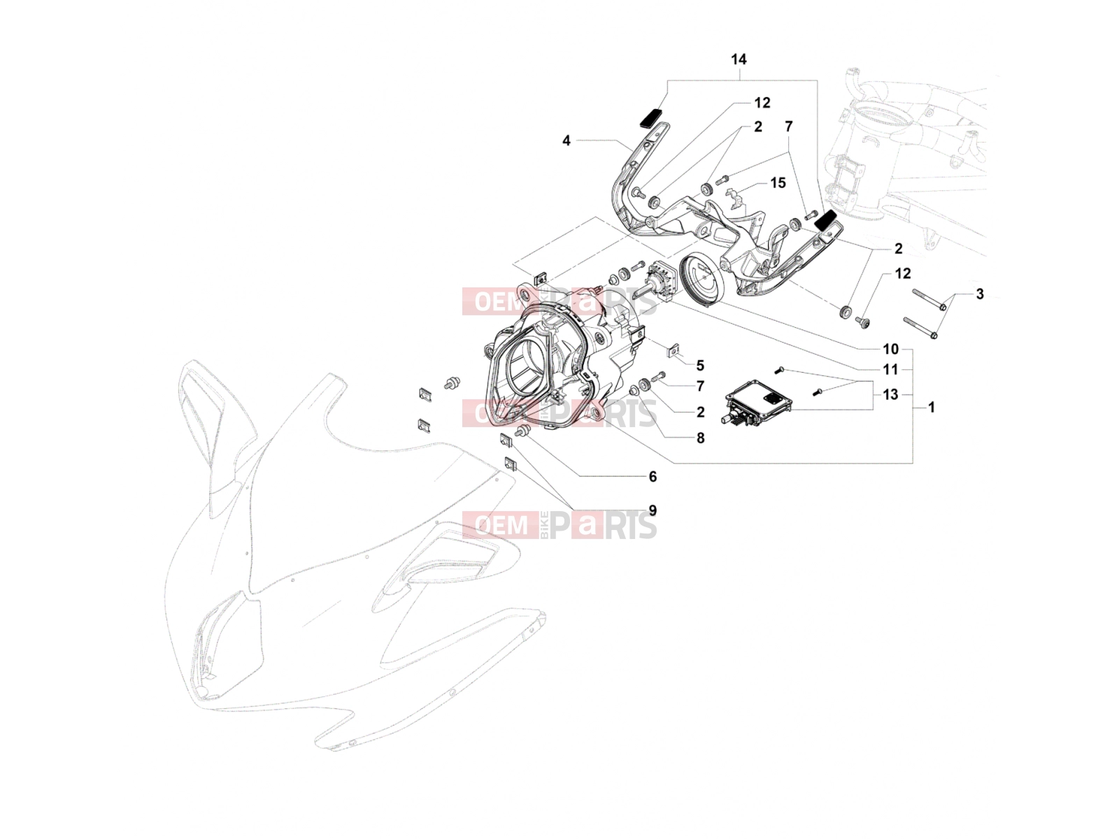 MV Agusta 2013-2015 F4 RR Headlight Components