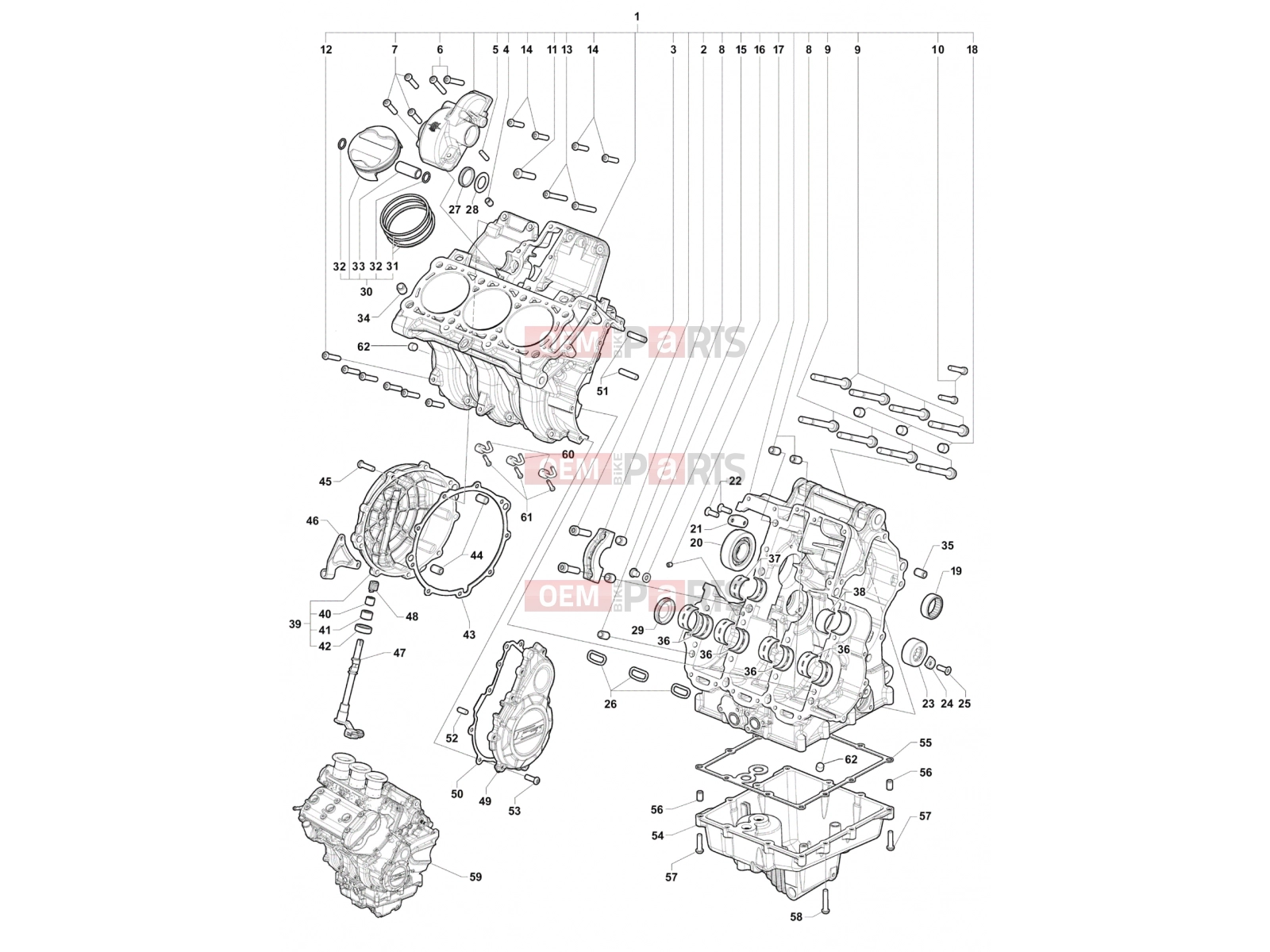MV Agusta Rivale 800 Crankcase Assembly