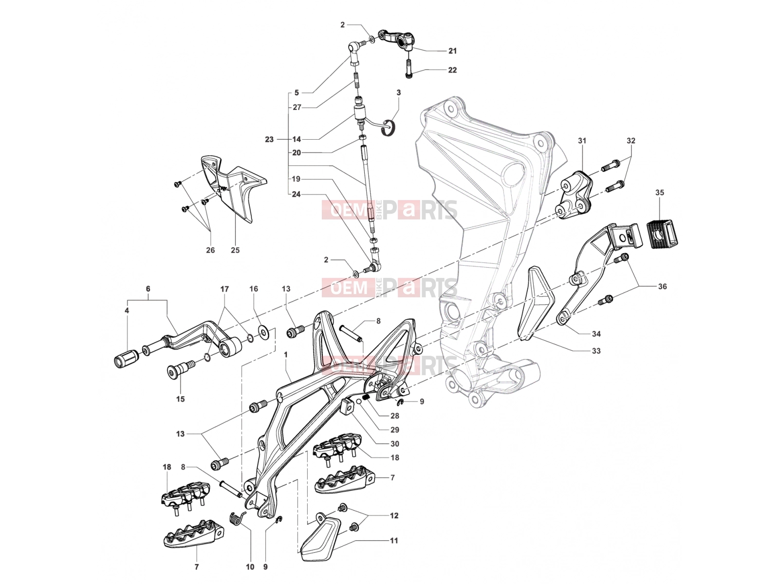 MV Agusta Stradale 800 Footrest Assembly Left