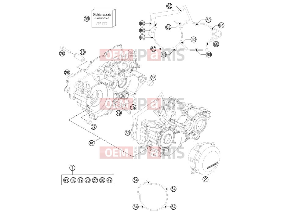 KTM 250 SX (6301L0) [EU] 2012 Engine » ENGINE CASE