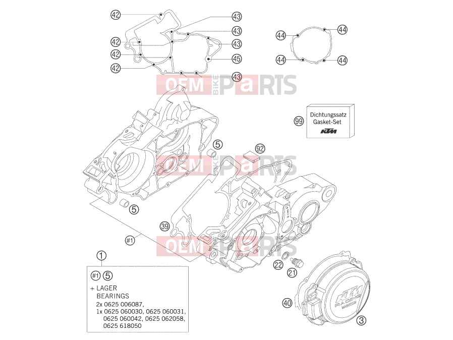KTM 125 SX (6101E0) [EU] 2005 Engine » ENGINE CASE