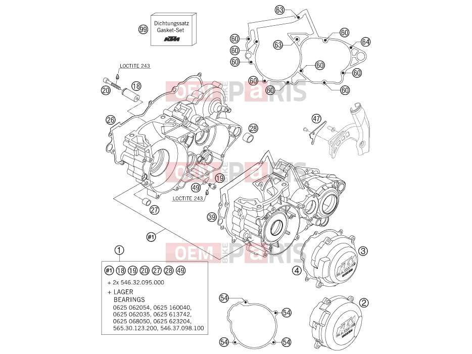 KTM 250 SX (6301E0) [EU] 2005 Engine » ENGINE CASE