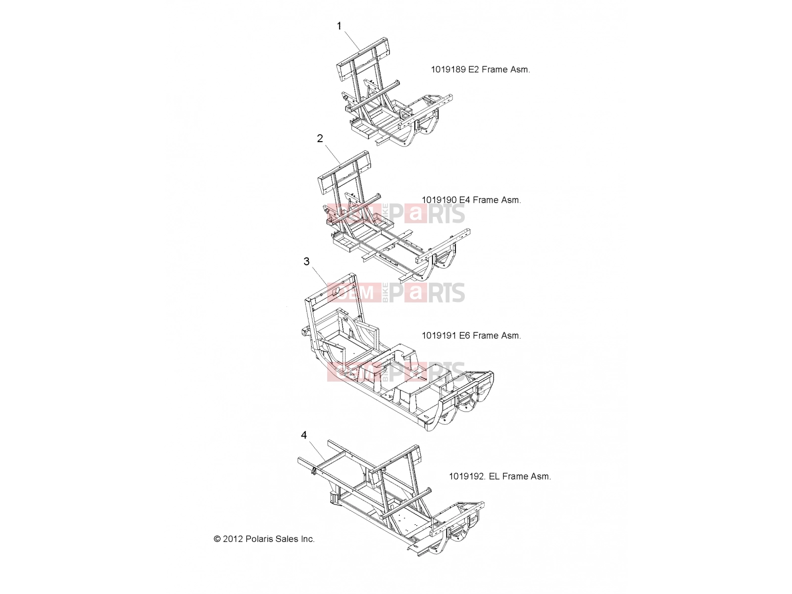 Polaris 2014 LEV GEM ALL OPTIONS - L14G2/4/6 FRAME » FRAME, MAIN FRAMES - ALL OPTIONS (49GEMFRAME13FRAMES)