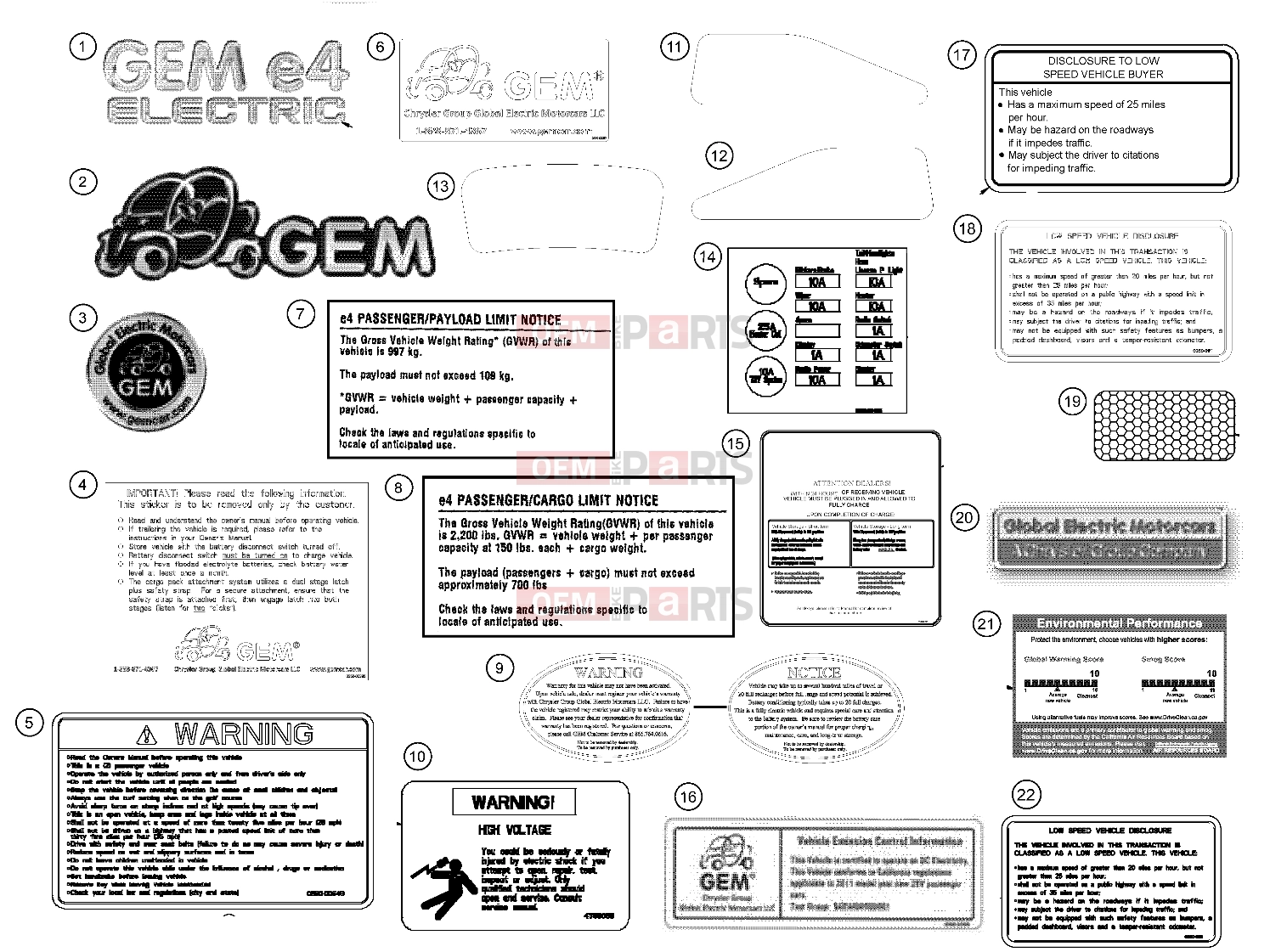 Polaris 2009 LEV GEM - E2/E4/E6/ES/EL/ELXD DECALS » DECALS, 2011 - e4 (49GEMDECALS11DECALSE4)