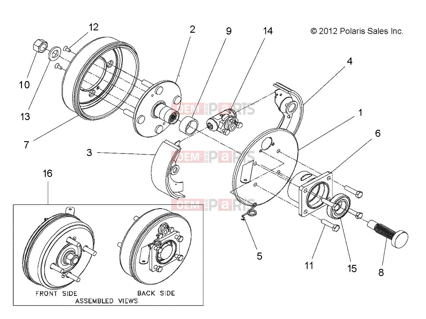 Polaris 2007 LEV GEM - E2/E4/E6/ES/EL/ELXD WHEELS | WHEELS, COMPONENTS, END, LEFT REAR - e2/e4/eS/eL (49GEMWHEELS11ENDLTRR)
