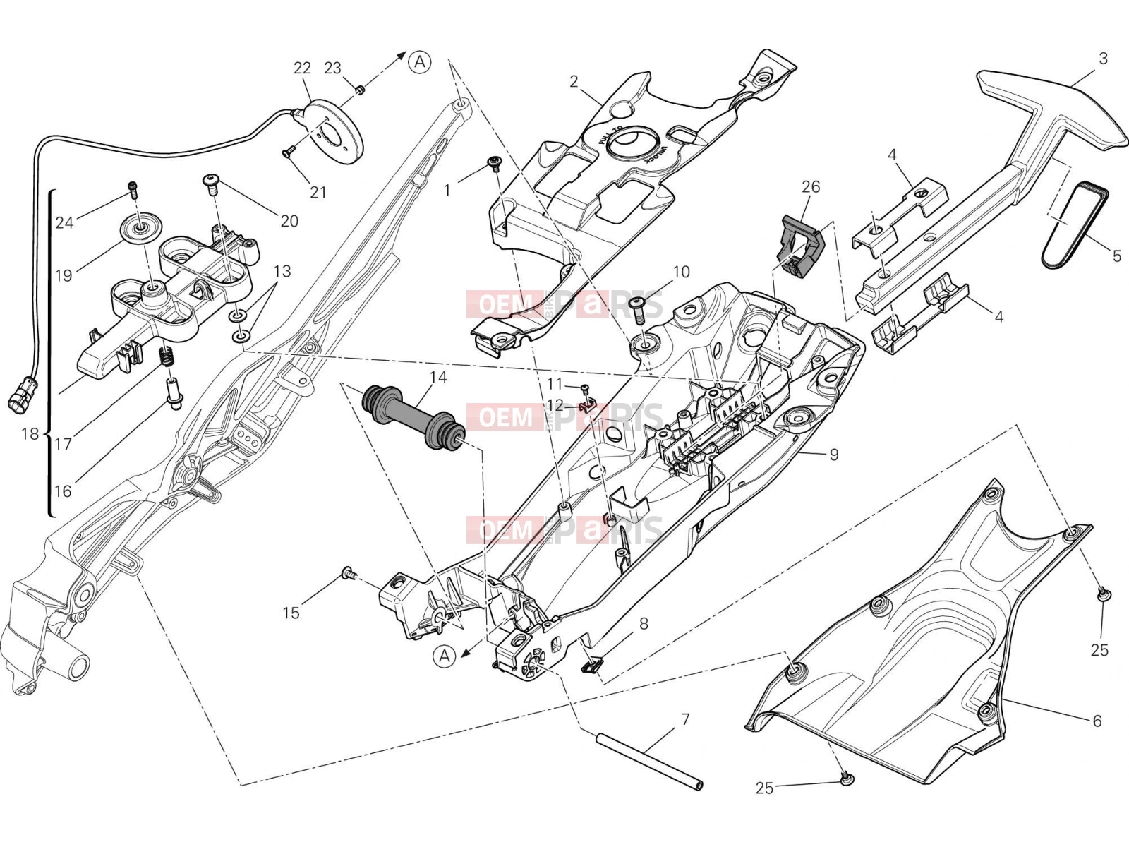 DUCATI 2016 Diavel Carbon REAR FRAME COMP. [MOD:DVLC]