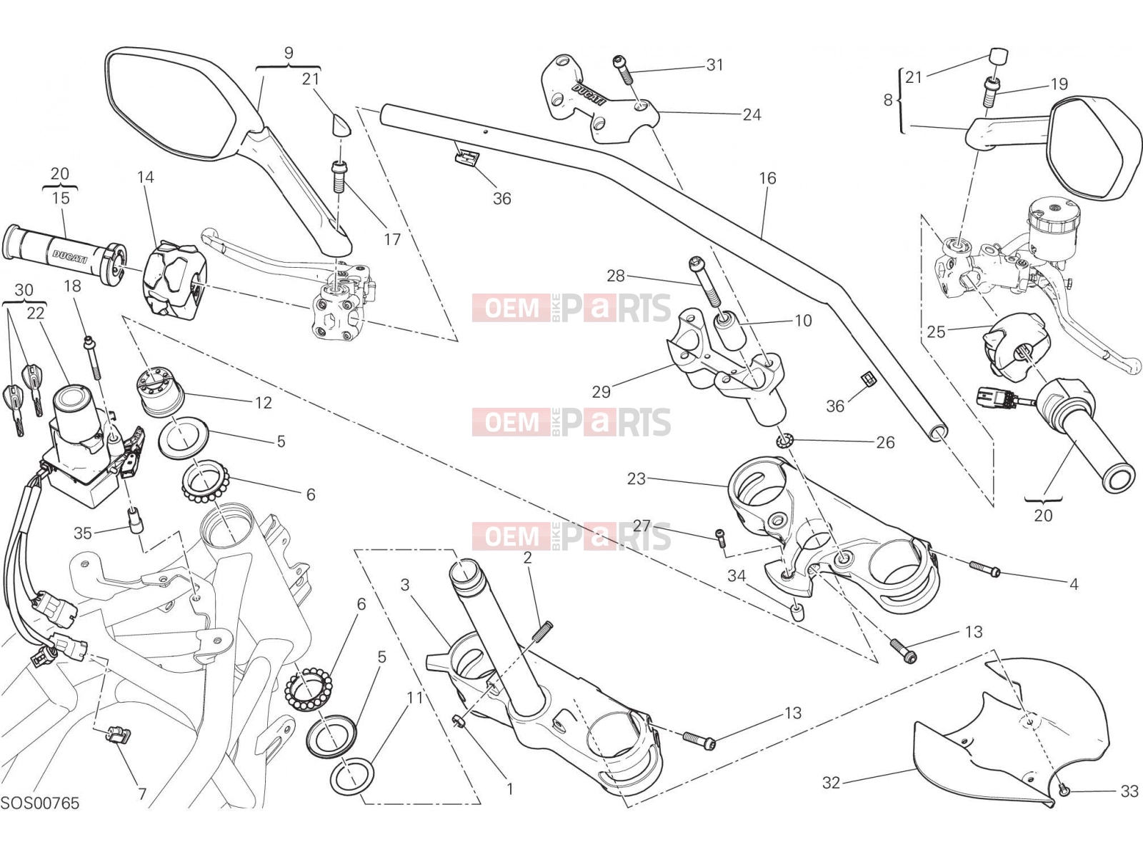 DUCATI 2016 Multistrada 1200 HANDLEBAR [MOD:MS1200]