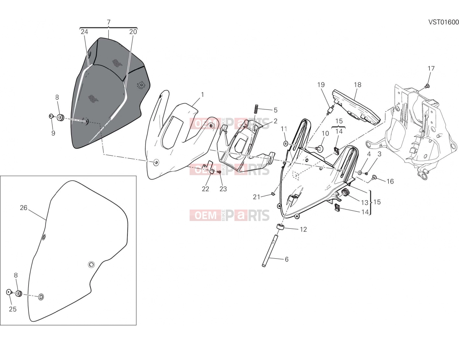 DUCATI 2017 Multistrada 1200 Pikes Peak WINDSHIELD [MOD:MS1200PP]