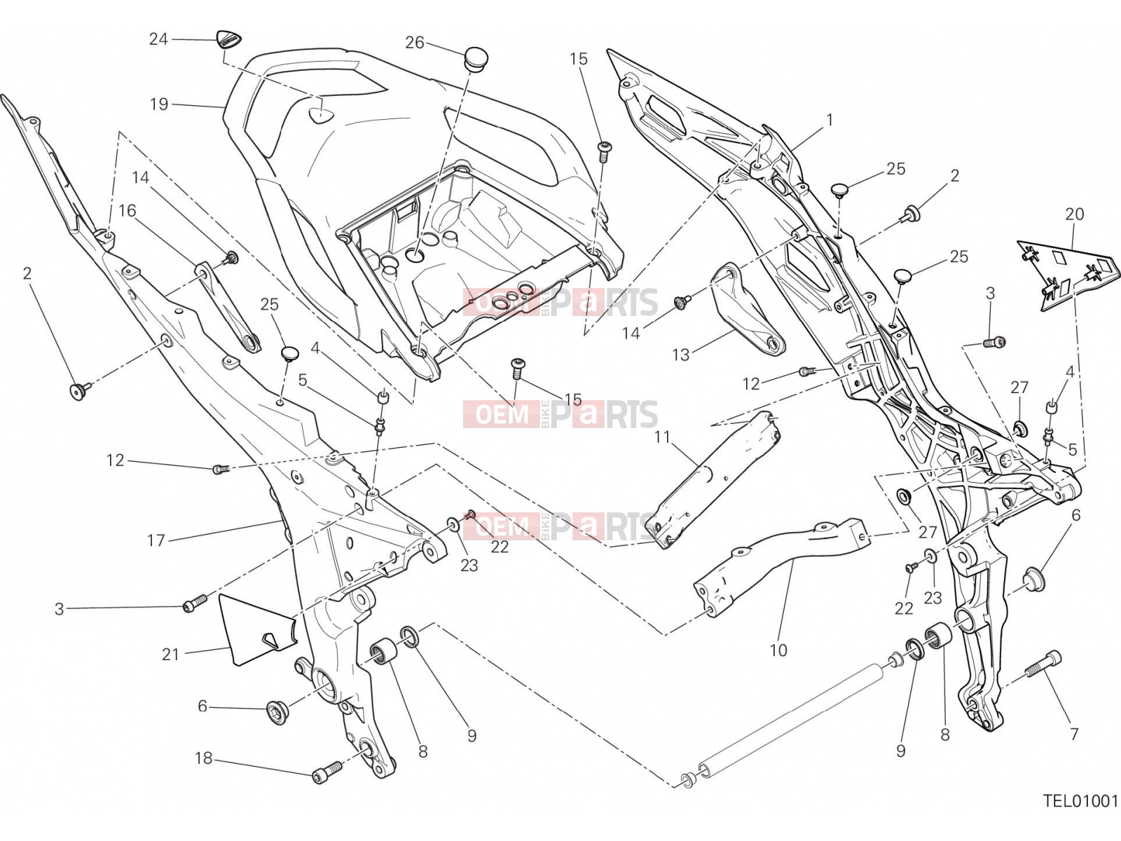 DUCATI 2017 Multistrada 1200 S REAR FRAME COMP. [MOD:MS1200S]