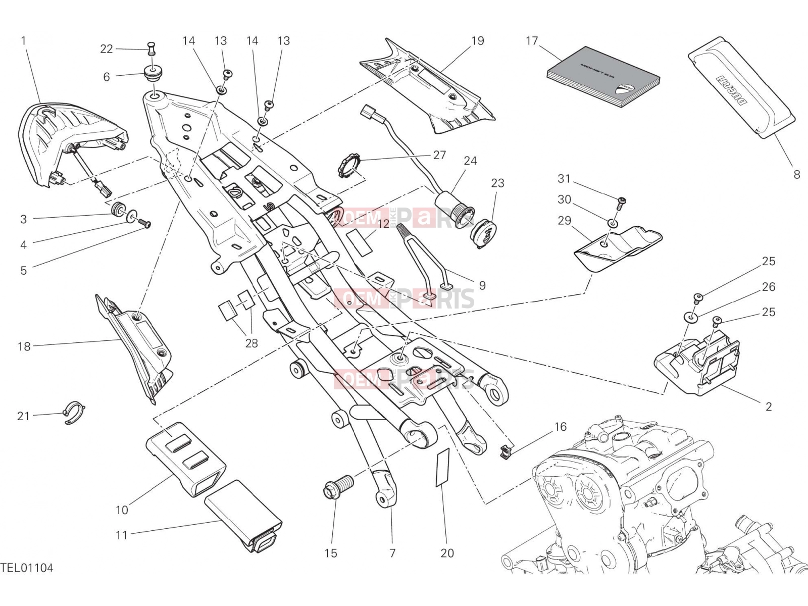 DUCATI 2018 Monster 821 REAR FRAME COMP. [MOD:M 821]