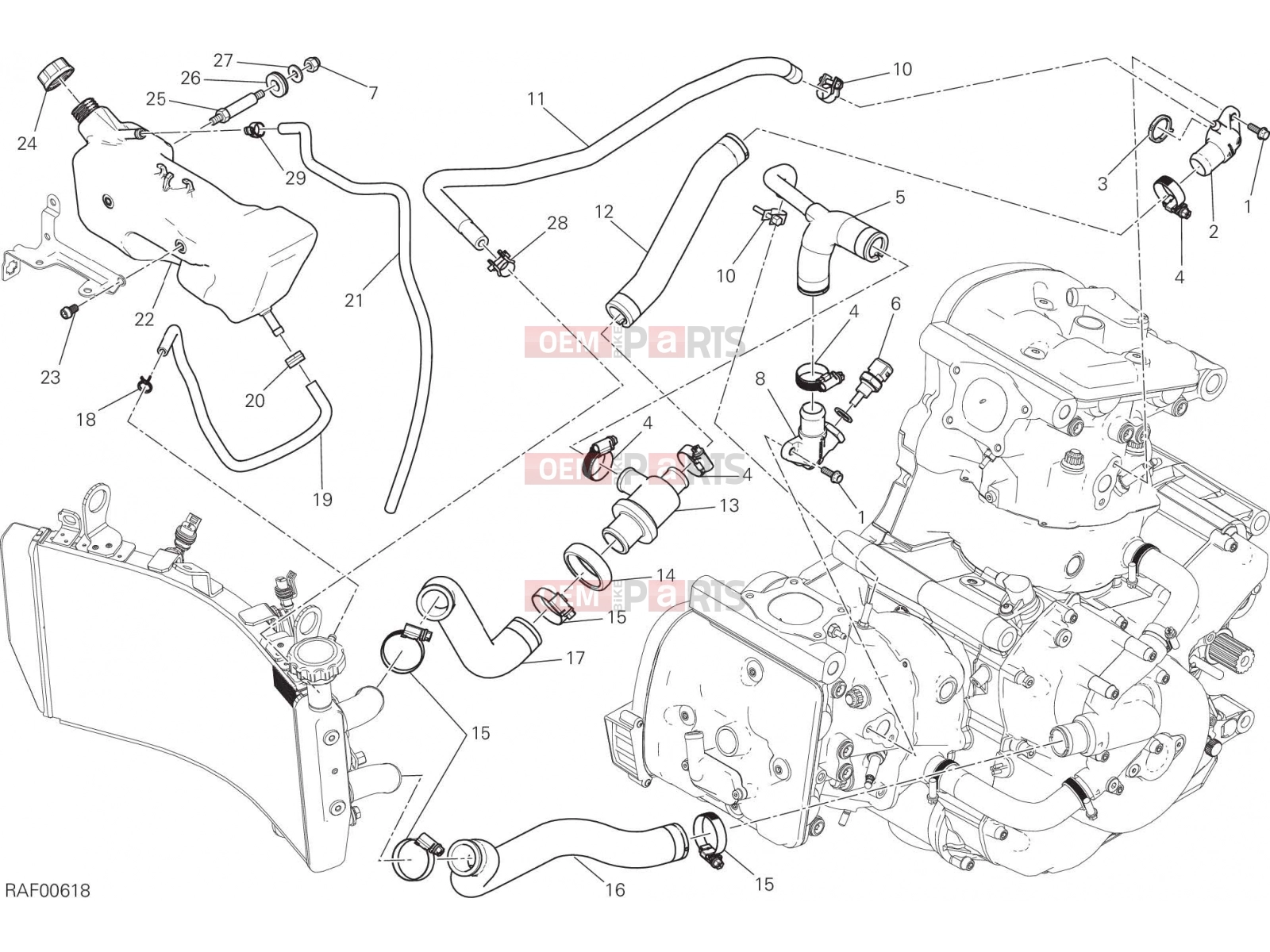 DUCATI 2018 Monster 821 COOLING SYSTEM [MOD:M 821]