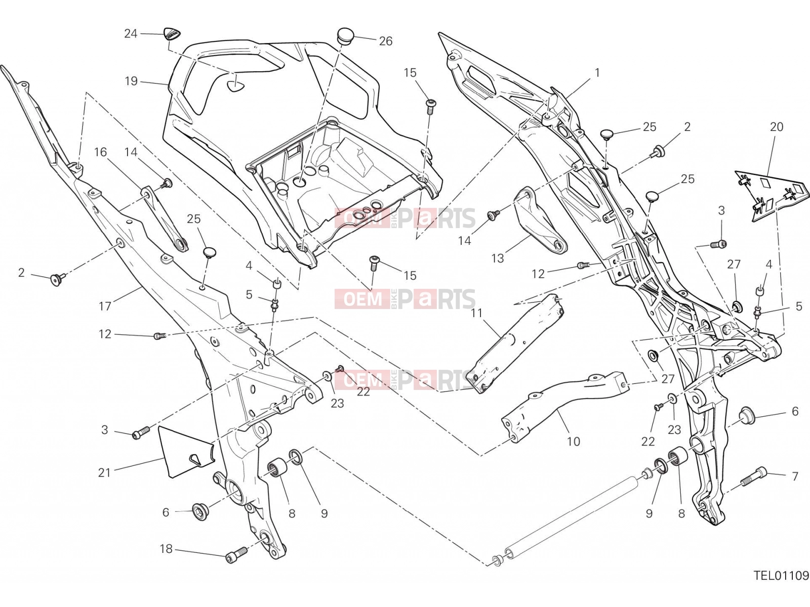 DUCATI 2018 Multistrada 1260 S REAR FRAME COMP. [MOD:MS1260S]