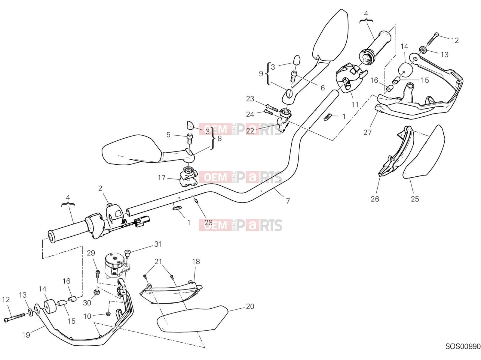 DUCATI 2019 Multistrada 1260 HANDLEBAR [MOD:MS1260]