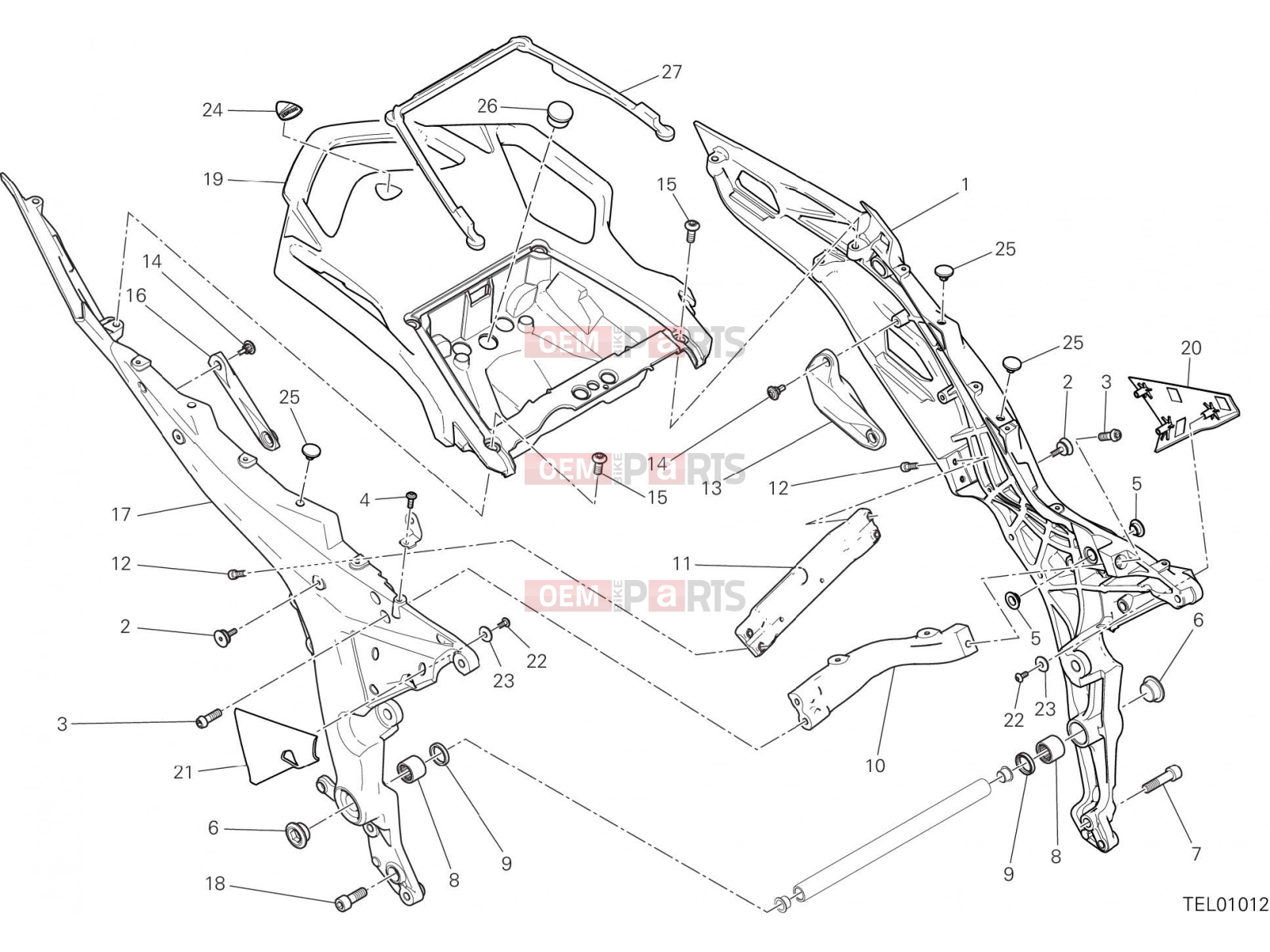 DUCATI 2019 Multistrada 1260 Enduro REAR FRAME COMP. [MOD:MS1260E]