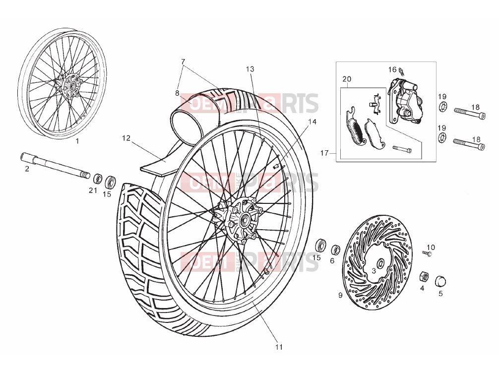 derbi Terra 125 Tables » Front wheel