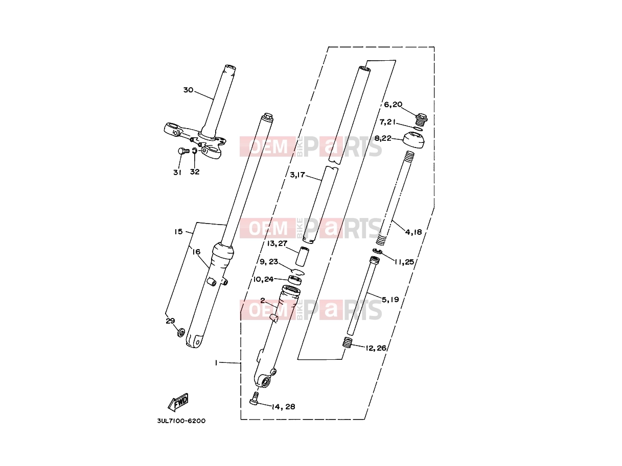 YAMAHA RT 100 RT100 RT100M (3ULB) 2000 FRONT FORK