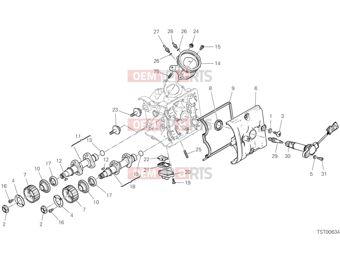 DUCATI 2020 Hypermotard 950 Horizontal Cylinder Head & Timing System