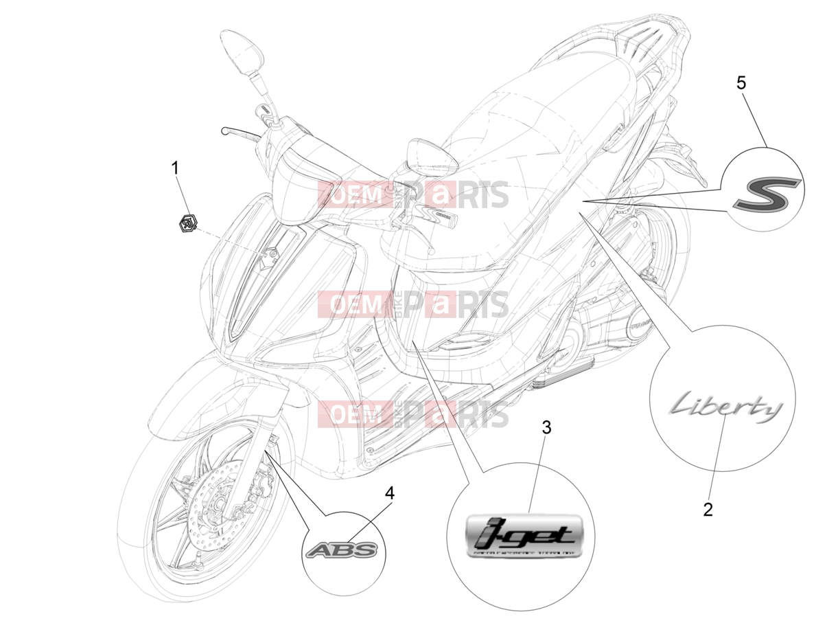 PIAGGIO Liberty 150 Frame - Plastic parts - Coachwork » Plates - Emblems