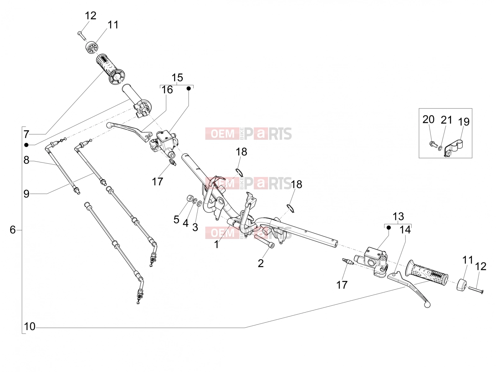 PIAGGIO Medley 150 ie ABS Handlebars/Steering » Handlebars - Master cil.