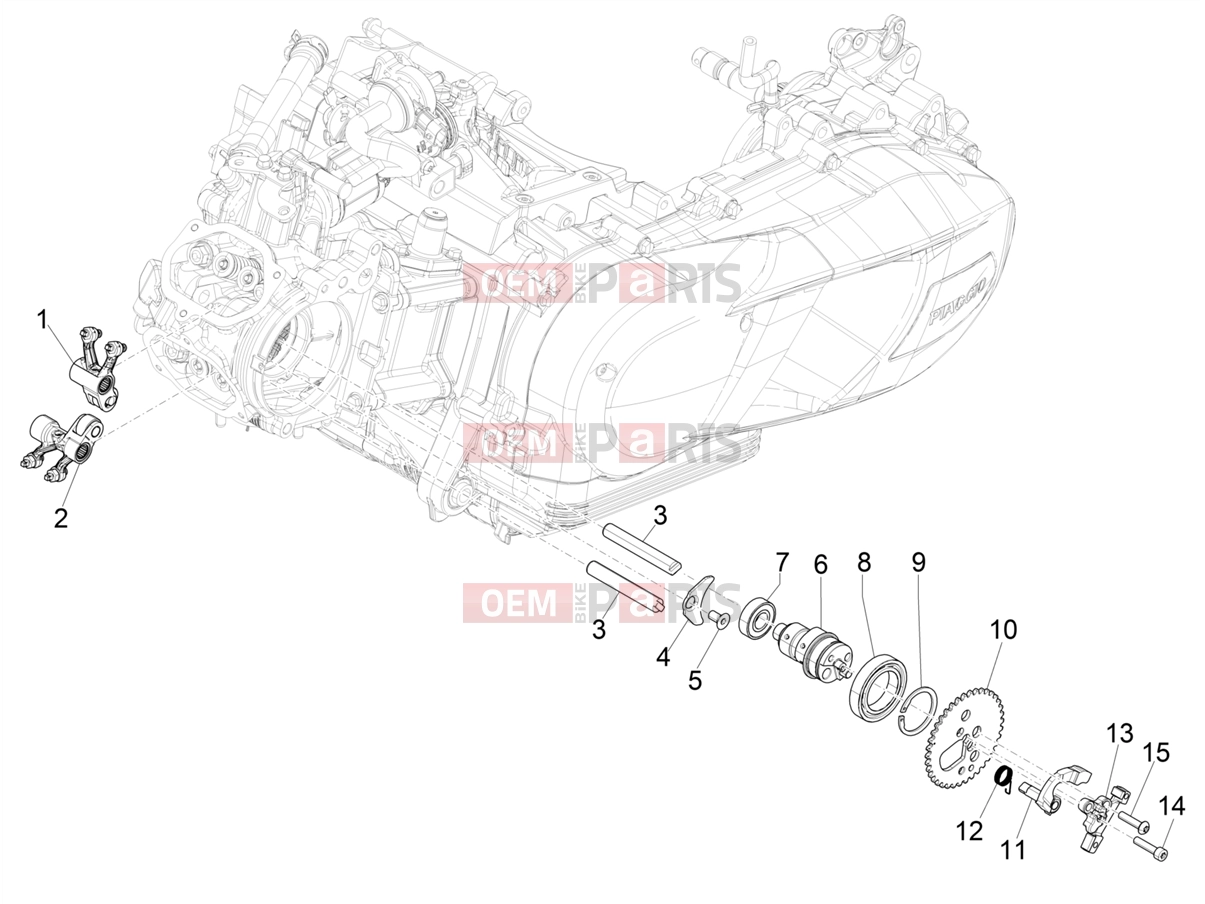 PIAGGIO Medley 150 ie ABS (E4) (RP8MB0200) Engine » Rocking levers support unit