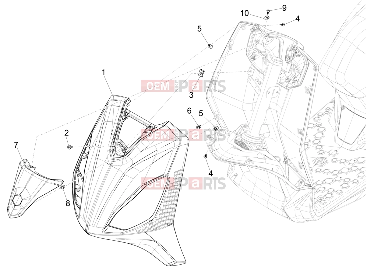 PIAGGIO Piaggio 1 Moped Frame - Plastic parts - Coachwork » Front shield