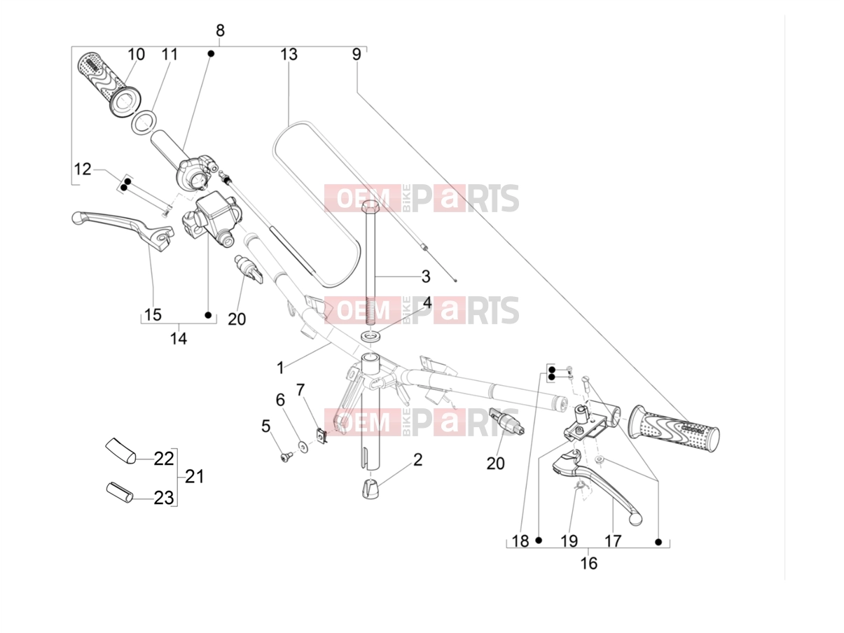 PIAGGIO Zip 50 4T 25 Km/h Handlebars/Steering » Handlebars - Master cil.