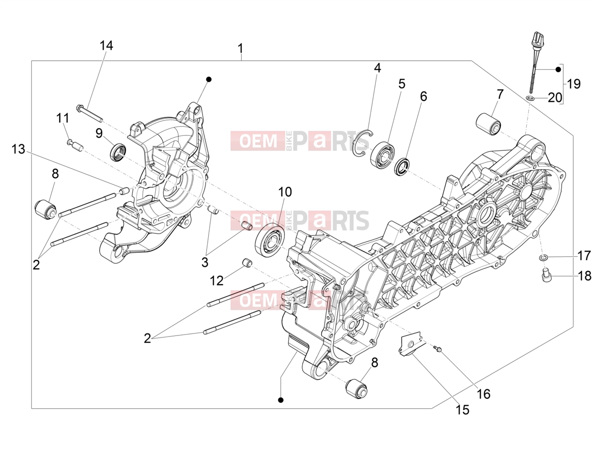 PIAGGIO Zip 50 4T 25 Km/h Engine » Crankcase
