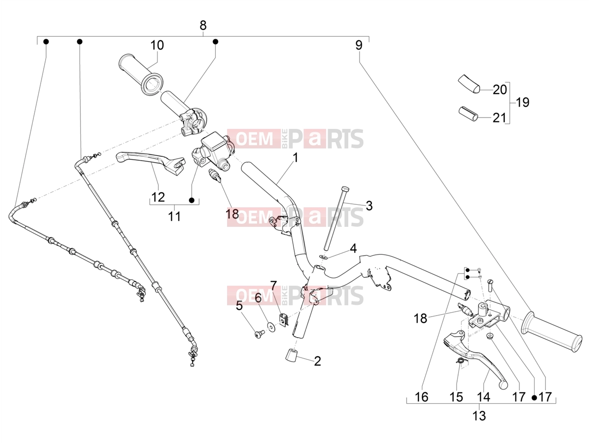 PIAGGIO Zip 50 4T Handlebars/Steering » Handlebars - Master cil.