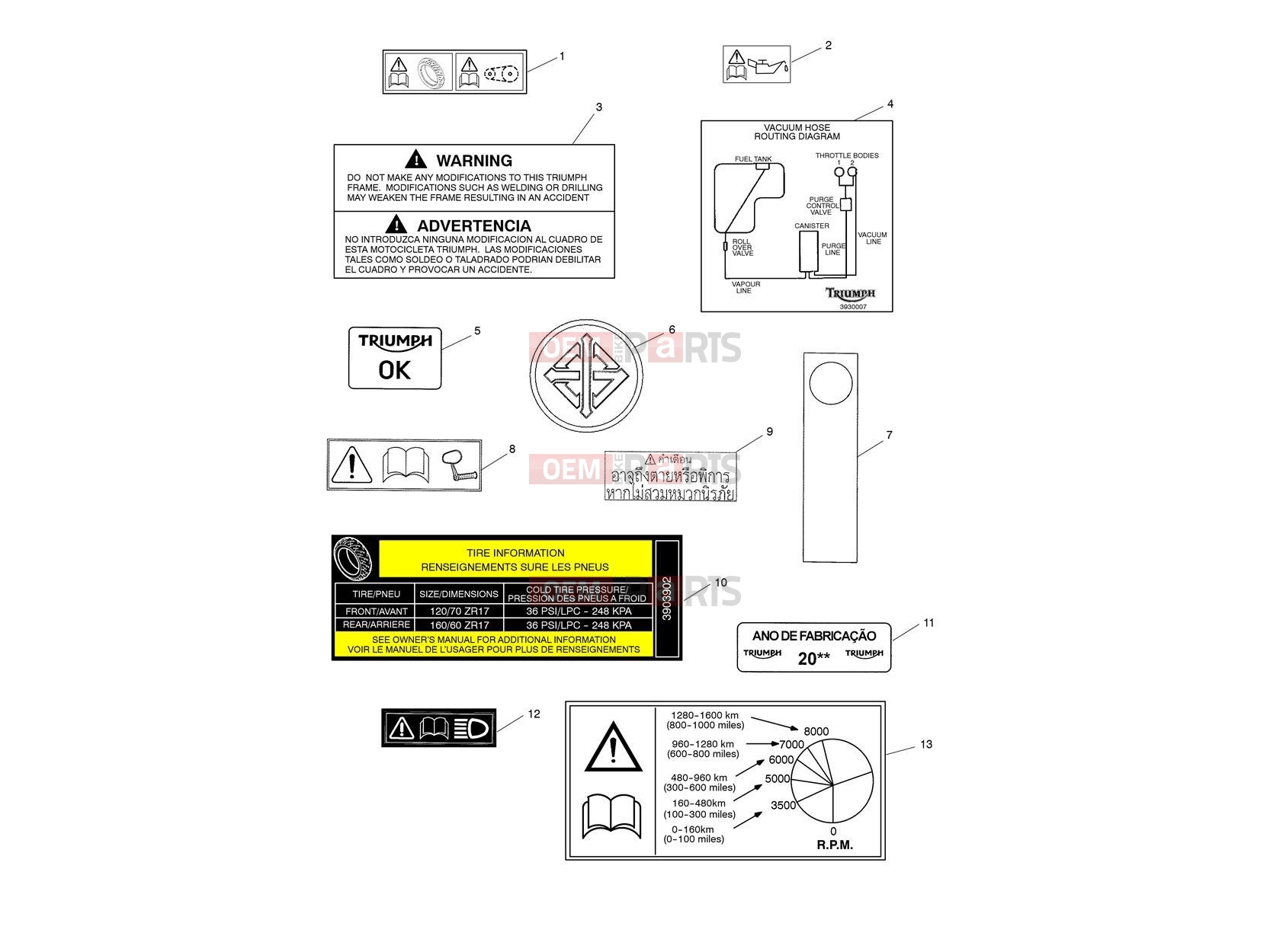 Triumph 2017 THRUXTON R Warning Labels