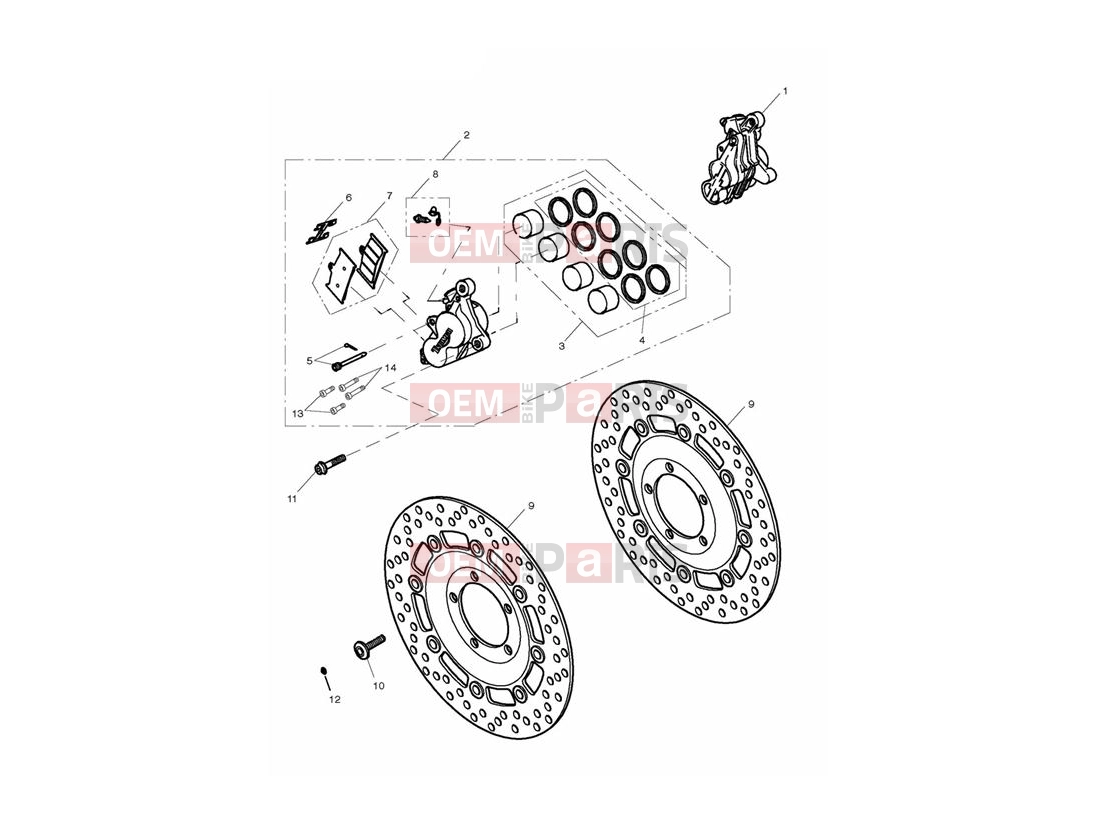Triumph 2012 ROCKET III TOURING Front Brake Caliper & Discs