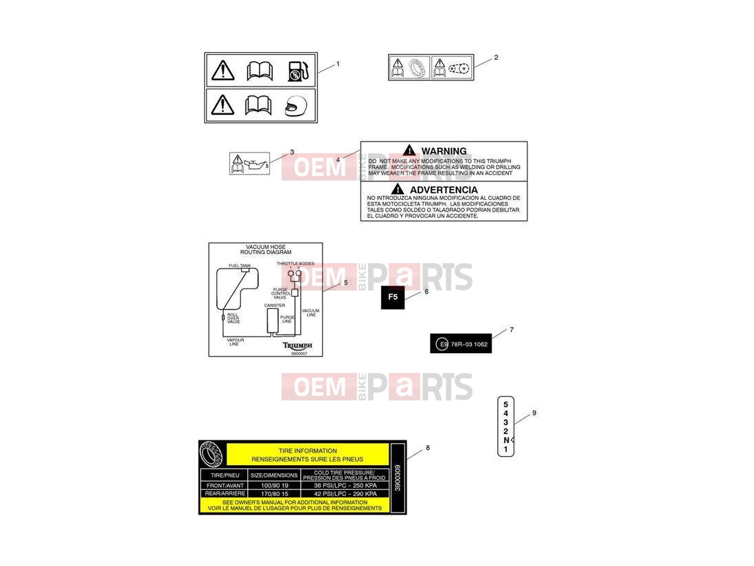 Triumph 2009 SPEEDMASTER EFI Warning Labels