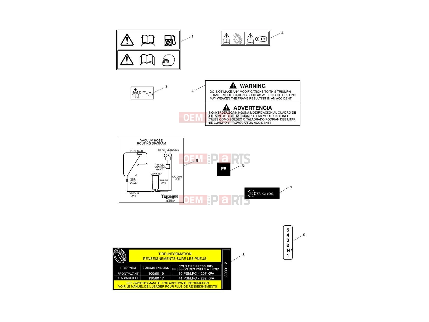Triumph 2008 SCRAMBLER EFI Warning Labels