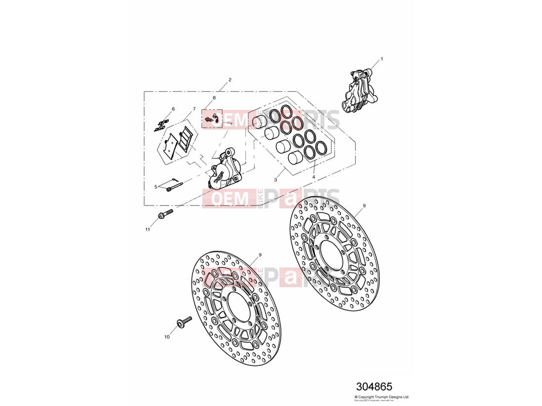 Triumph 2001 TT600 Front Brake Caliper & Discs