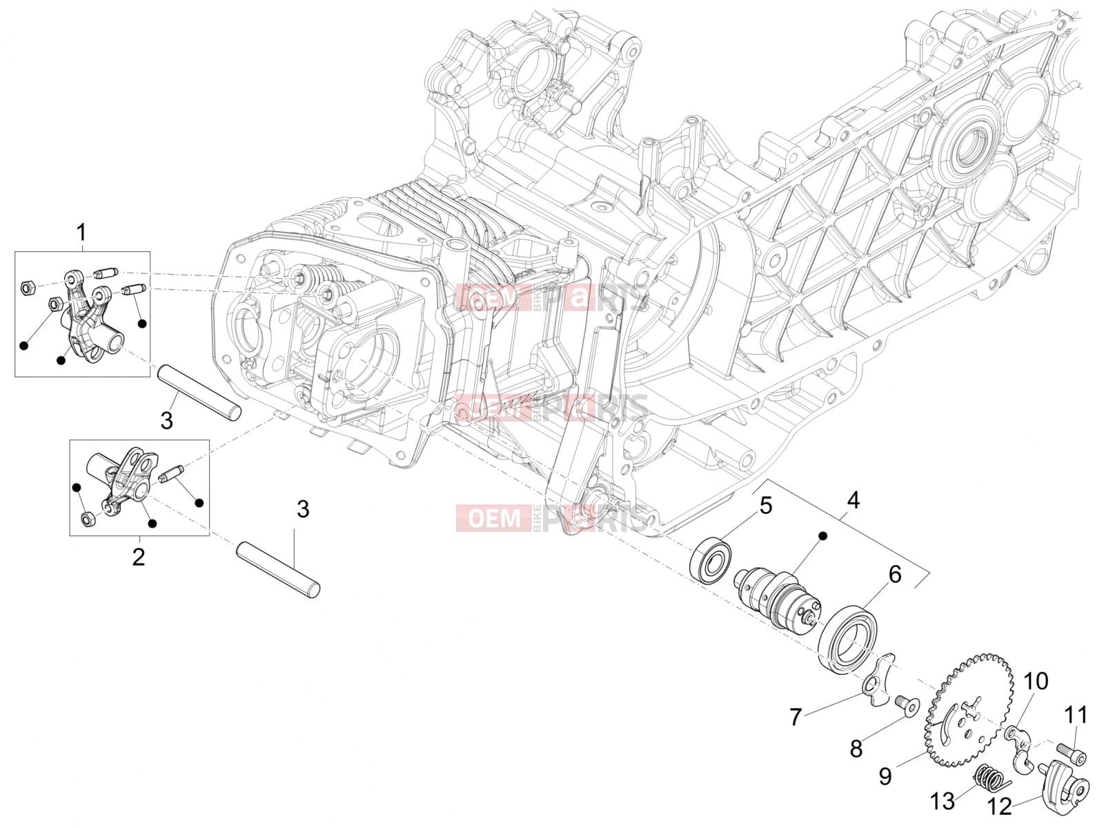 PIAGGIO Liberty 150 E5 Engine » Rocking levers support unit