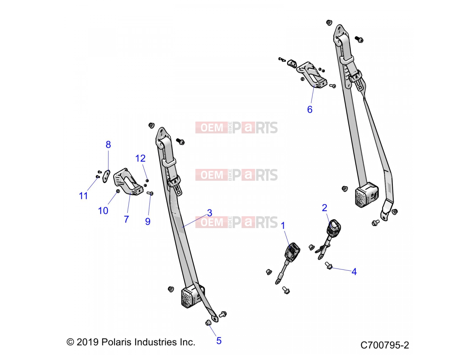 Polaris 2020 RANGER GENERAL 1000 DELUX (R06) - G20GXD99AP/AG BODY | BODY, SEAT BELT MOUNTING - G20GXD99AP/AG (C700795-2)