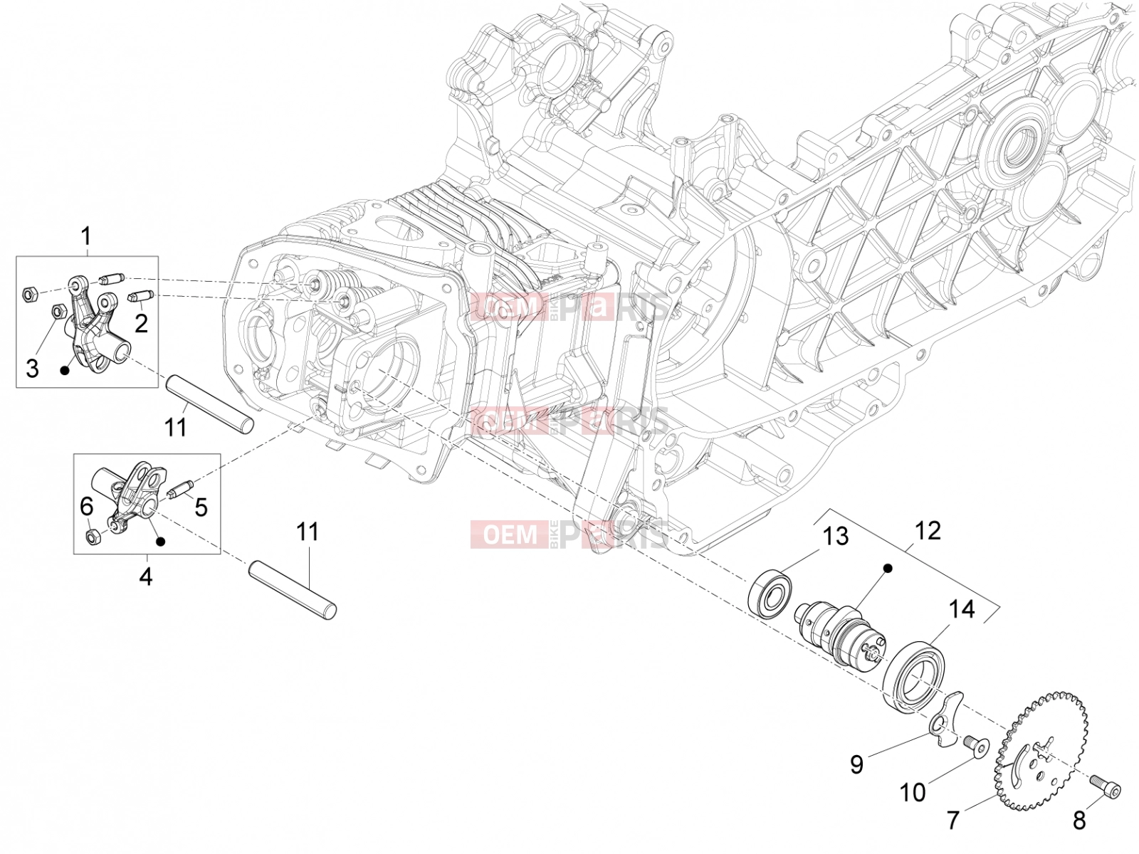 vespa Primavera 125 ie (EMEA) Engine » Rocking levers support unit
