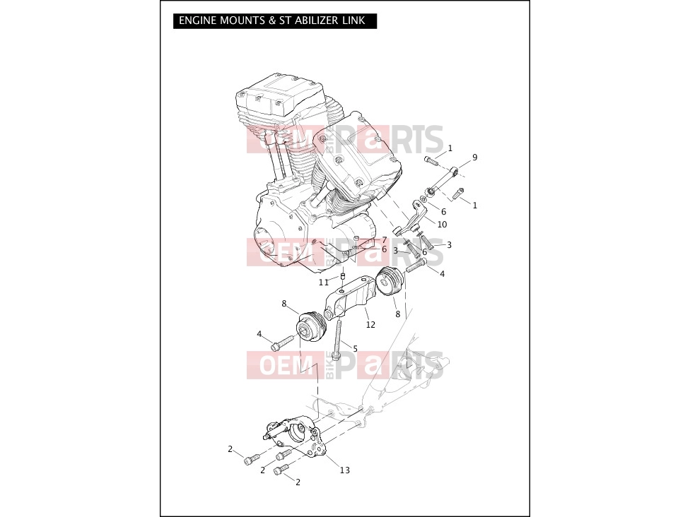 Harley-Davidson 2012 TOURING ROAD GLIDE CUSTOM  - FLTRX ENGINE MOUNTS & STABILIZER LINK