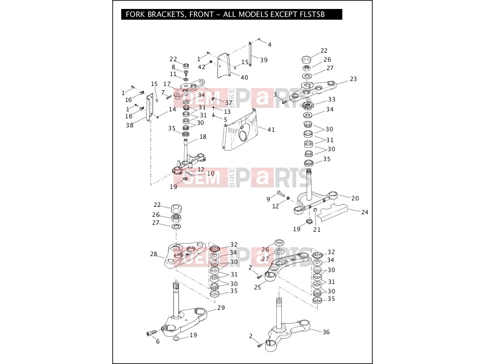 Harley-Davidson 2011 SOFTAIL SOFTAIL DELUXE  - FLSTN FORK BRACKETS, FRONT - ALL EXCEPT FLSTSB
