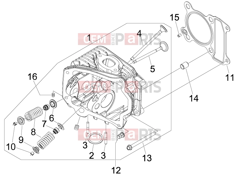 PIAGGIO Fly 150 (LBMM57) Engine » Head unit - Valve