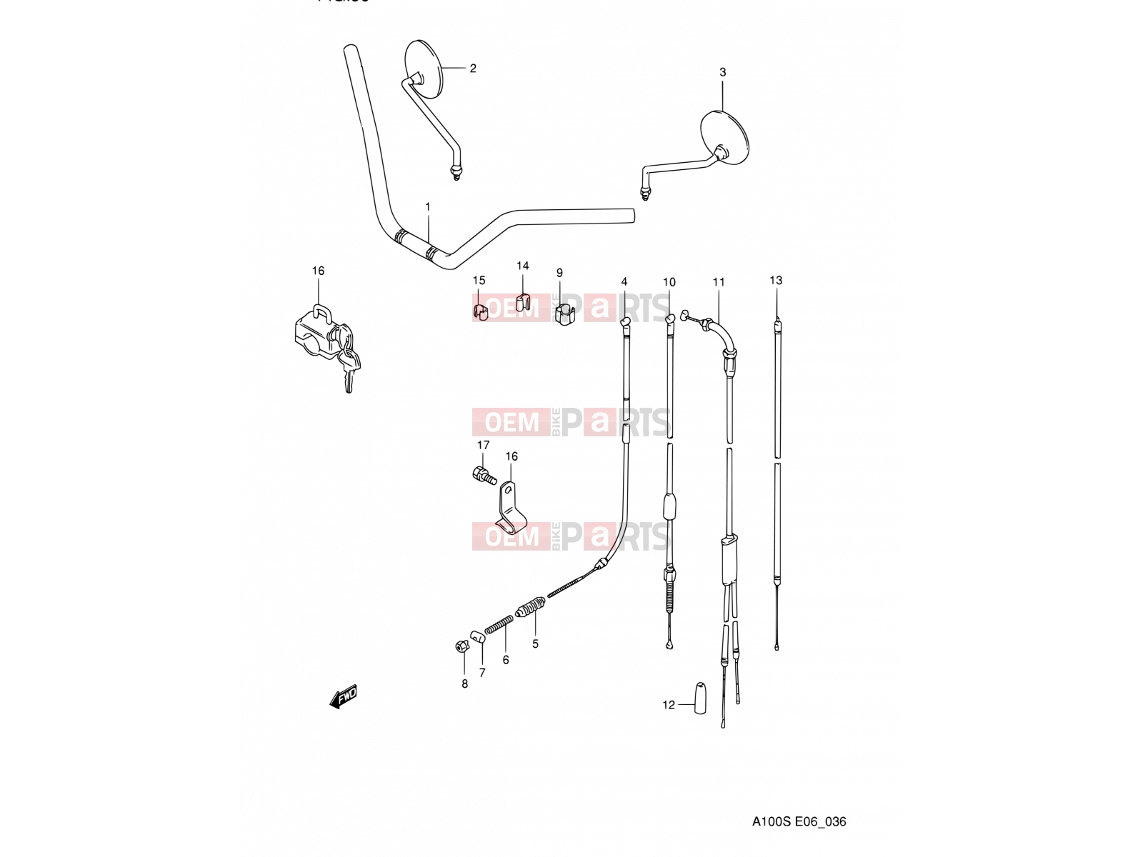 SUZUKI A100 R (1994) 36 - HANDLE BAR - CONTROL CABLE