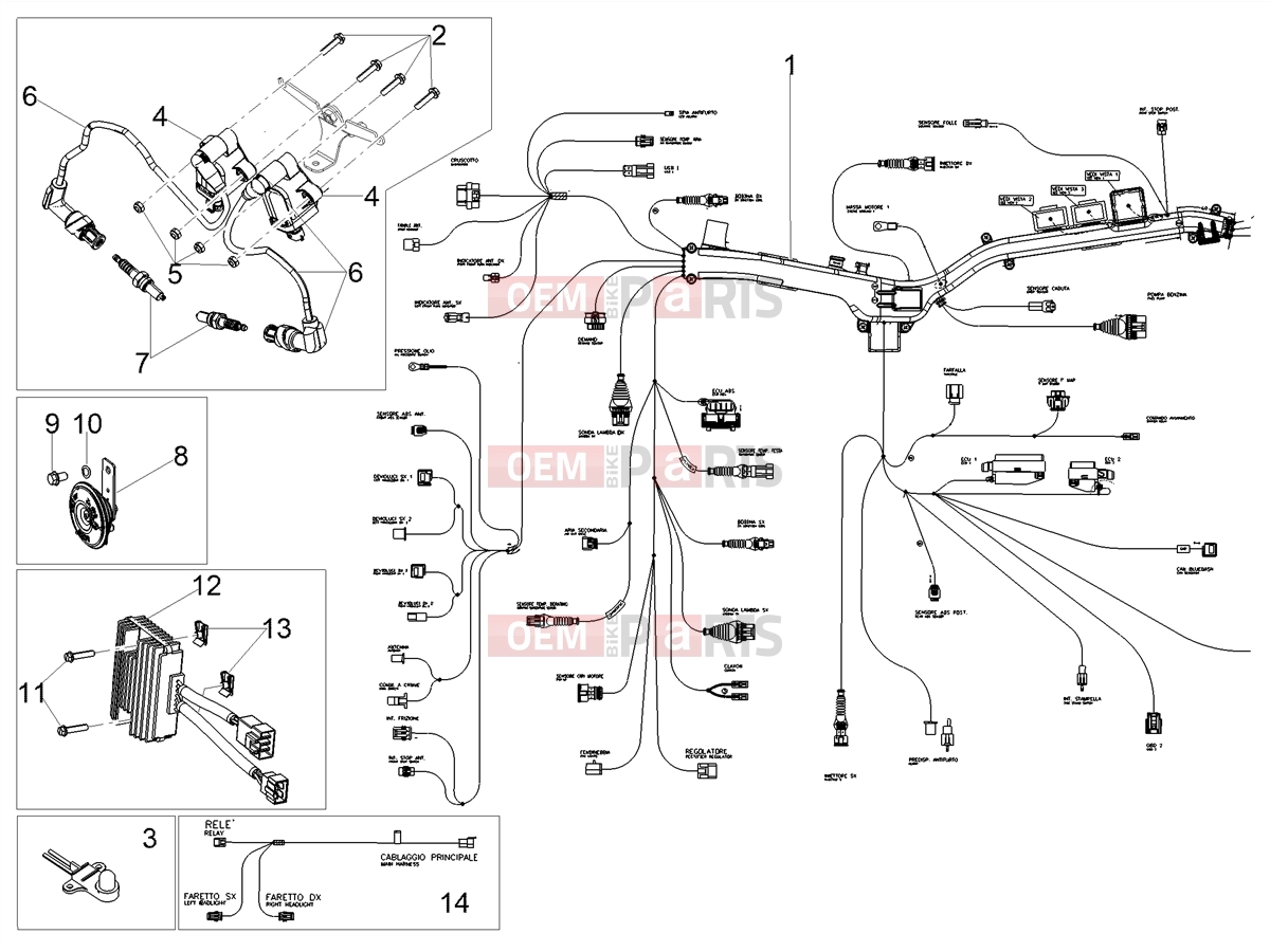 MOTOGUZZI V85 TT (EU) Electrical systems » Front electrical system
