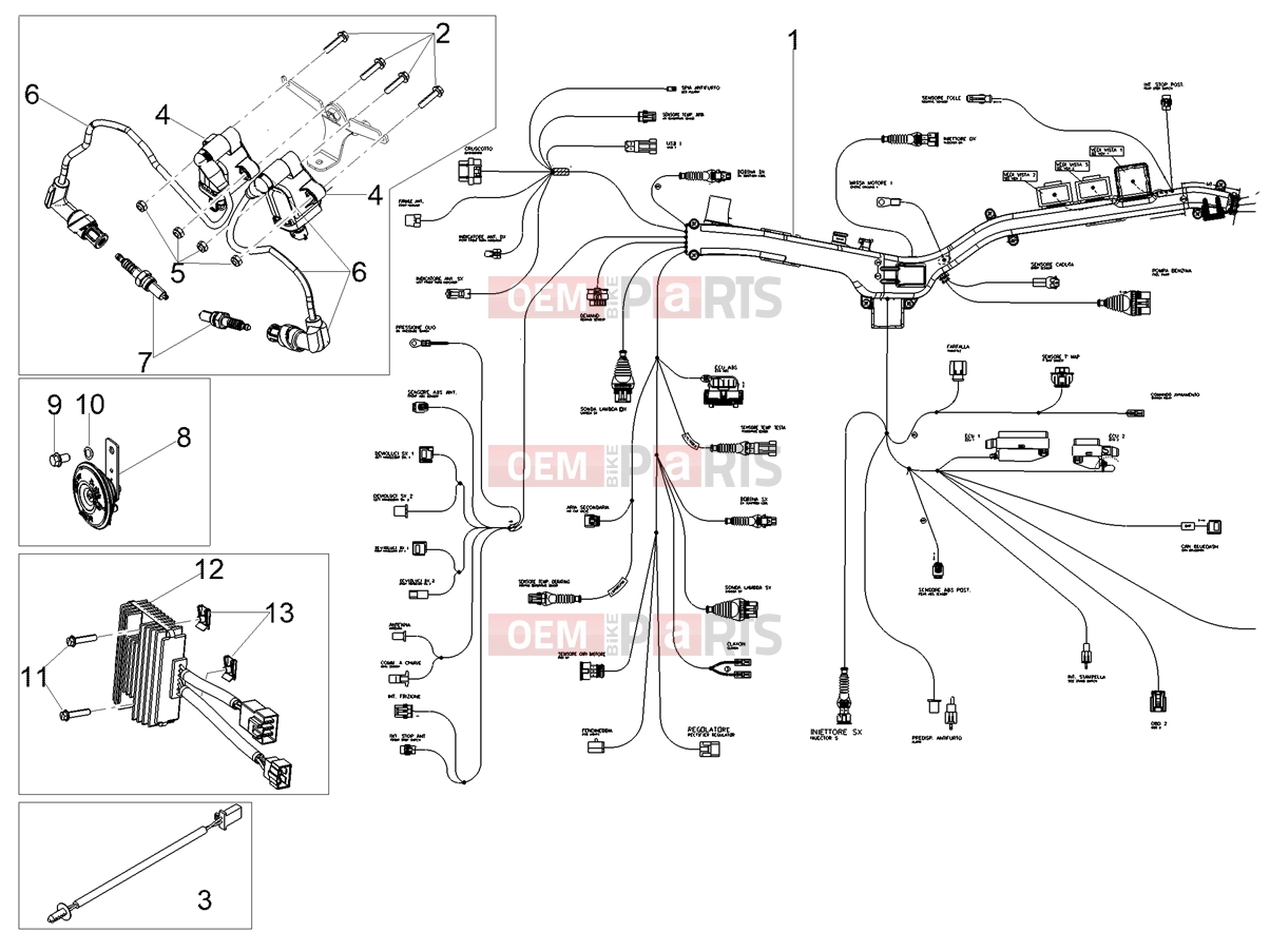 MOTOGUZZI V85 TT Strada E5+ (CND, USA) Electrical systems » Front electrical system