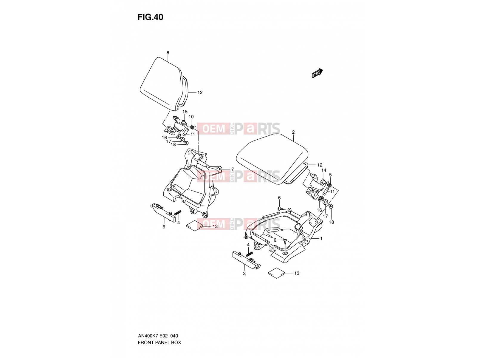 SUZUKI AN400A L0 (2010) Burgman 400 (E19,E24) 40 - FRONT PANEL BOX