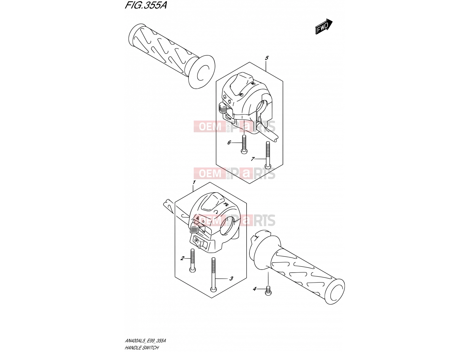 SUZUKI AN400A L5 (2015) Burgman 400 (E99) 355A - HANDLE SWITCH