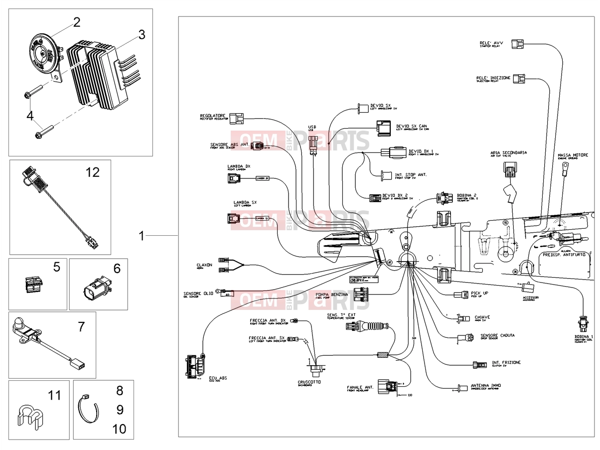 MOTOGUZZI V7 Stone TEN 850 E5 (EU) Electrical systems » Front electrical system